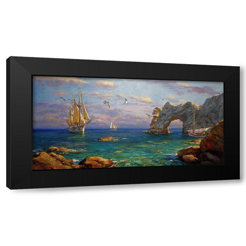 Famous Rock on Crimea Black Modern Wood Framed Art Print with Double Matting by Sviridov, Sergei