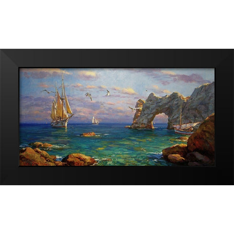 Famous Rock on Crimea Black Modern Wood Framed Art Print by Sviridov, Sergei