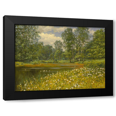 Spring Landscape II Black Modern Wood Framed Art Print with Double Matting by Adamov, Alexey