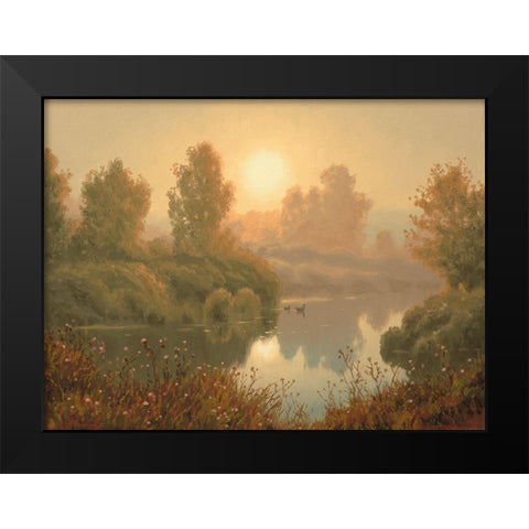 The Fog by Sunrise Black Modern Wood Framed Art Print by Adamov, Alexey