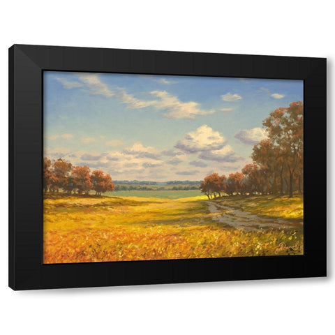 Autumn Field Black Modern Wood Framed Art Print with Double Matting by Adamov, Alexey