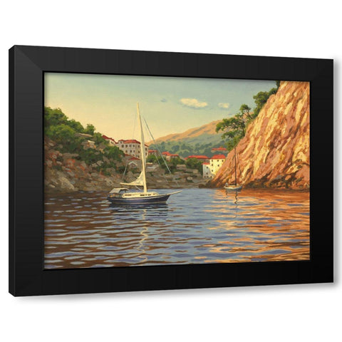 Sail in the Bay Black Modern Wood Framed Art Print with Double Matting by Adamov, Alexey