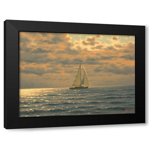 Sail on the Sea Black Modern Wood Framed Art Print with Double Matting by Adamov, Alexey
