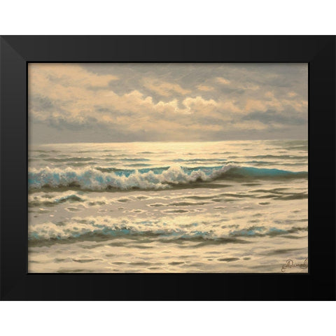 Just Waves Black Modern Wood Framed Art Print by Adamov, Alexey