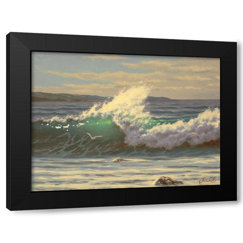 Big Wave Black Modern Wood Framed Art Print with Double Matting by Adamov, Alexey