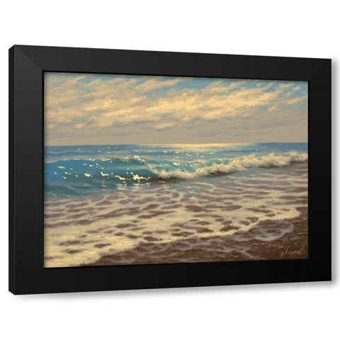 Waves by the coast Black Modern Wood Framed Art Print by Adamov, Alexey