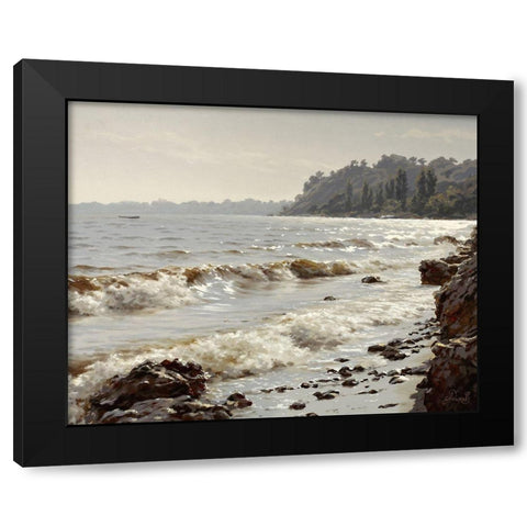 Sunshine Surf Black Modern Wood Framed Art Print with Double Matting by Adamov, Alexey