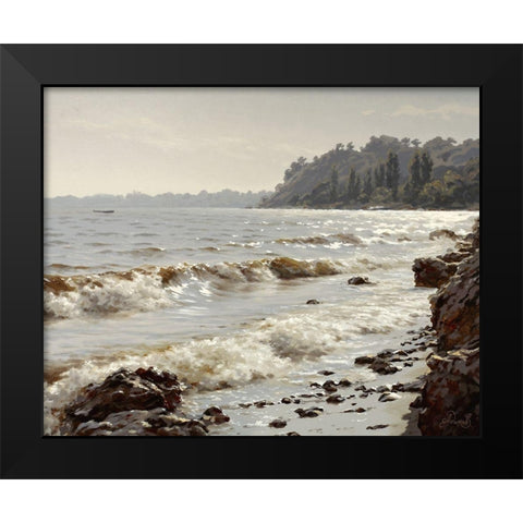 Sunshine Surf Black Modern Wood Framed Art Print by Adamov, Alexey