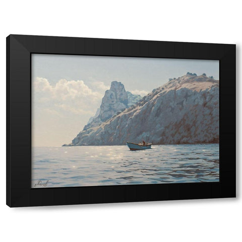 Ride by the Rocks Black Modern Wood Framed Art Print with Double Matting by Adamov, Alexey