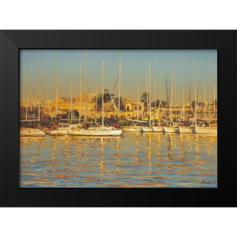 Sunshine Port Black Modern Wood Framed Art Print by Adamov, Alexey