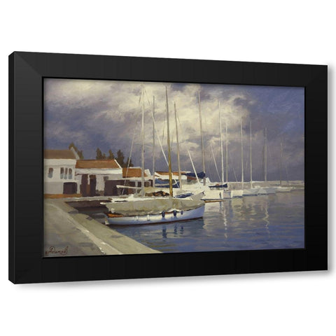 Yacht Club Black Modern Wood Framed Art Print with Double Matting by Adamov, Alexey