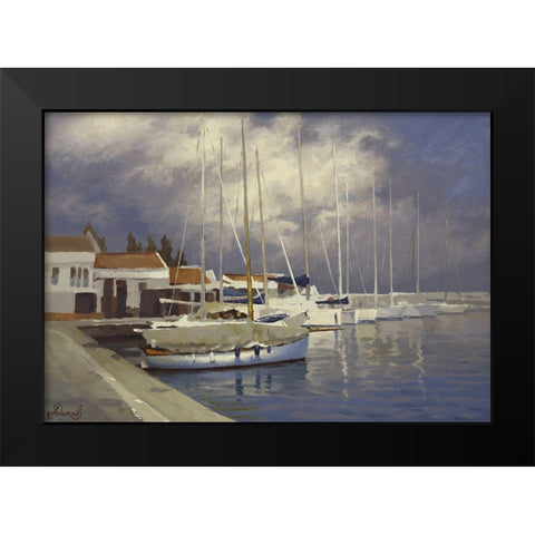Yacht Club Black Modern Wood Framed Art Print by Adamov, Alexey