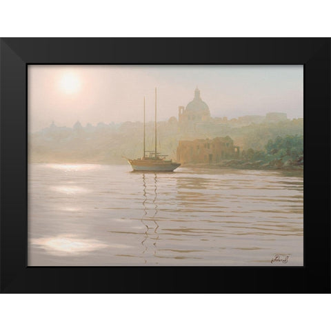 Sunny Ray over the Sea Black Modern Wood Framed Art Print by Adamov, Alexey