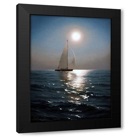 Sailboat Black Modern Wood Framed Art Print with Double Matting by Adamov, Alexey