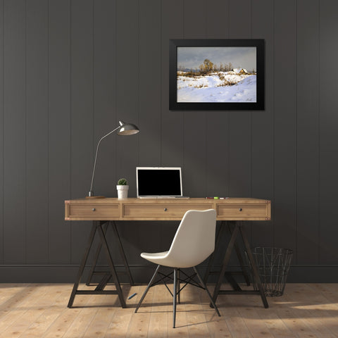 Winter Landscape Black Modern Wood Framed Art Print by Adamov, Alexey