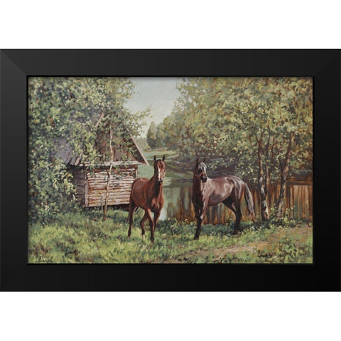 In the Spring Black Modern Wood Framed Art Print by Adamov, Alexey