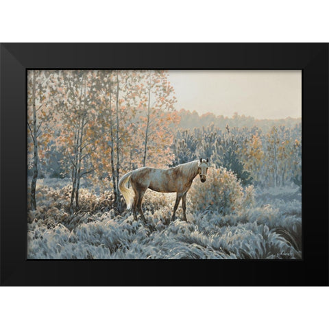 Winter Morning Black Modern Wood Framed Art Print by Adamov, Alexey