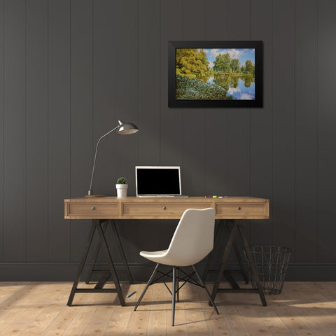 The Lake Black Modern Wood Framed Art Print by Adamov, Alexey