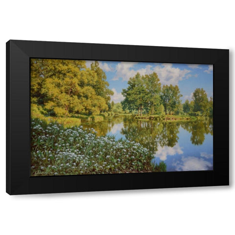 The Lake Black Modern Wood Framed Art Print with Double Matting by Adamov, Alexey