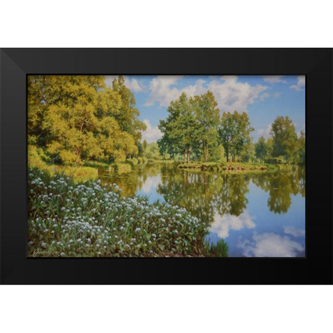 The Lake Black Modern Wood Framed Art Print by Adamov, Alexey