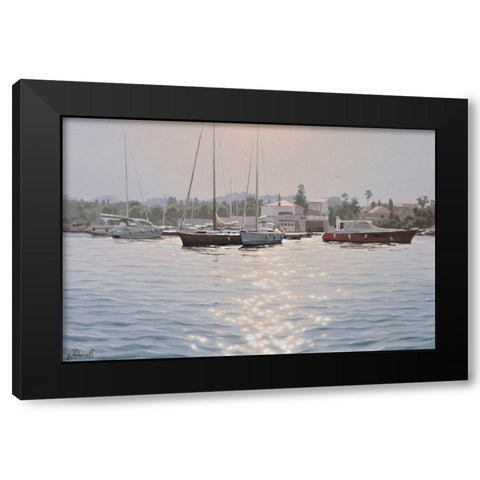 The Port in Croatia Black Modern Wood Framed Art Print by Adamov, Alexey