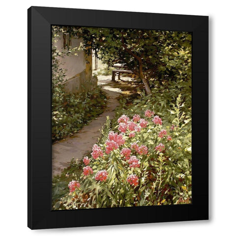 Grandmothers Courtyard Black Modern Wood Framed Art Print with Double Matting by Adamov, Alexey