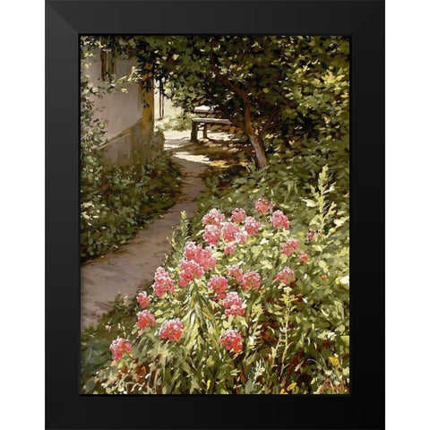 Grandmothers Courtyard Black Modern Wood Framed Art Print by Adamov, Alexey