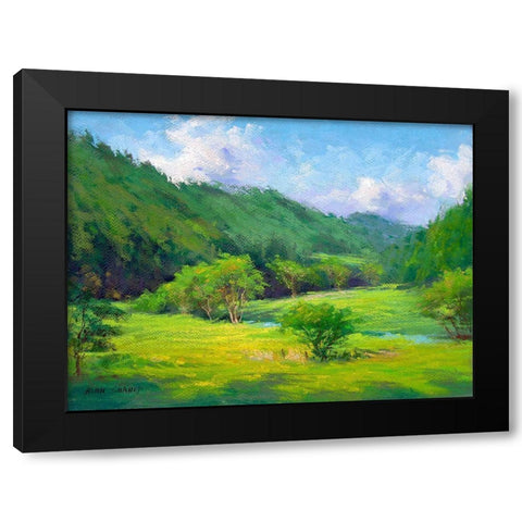 Summer Greens Black Modern Wood Framed Art Print with Double Matting by Chaney, Alan