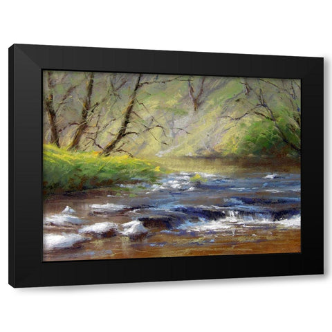 Evening River Black Modern Wood Framed Art Print with Double Matting by Chaney, Alan