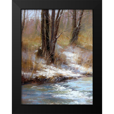 First snow by the River Black Modern Wood Framed Art Print by Chaney, Alan