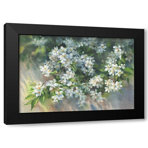 Jasmin Branch on the Fence Black Modern Wood Framed Art Print with Double Matting by Besedina, Anastasiia