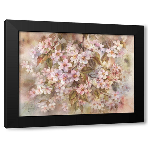 Sakura Black Modern Wood Framed Art Print by Besedina, Anastasiia