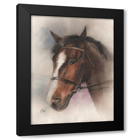 Brown Horse Black Modern Wood Framed Art Print with Double Matting by Besedina, Anastasiia