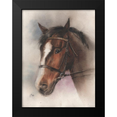 Brown Horse Black Modern Wood Framed Art Print by Besedina, Anastasiia