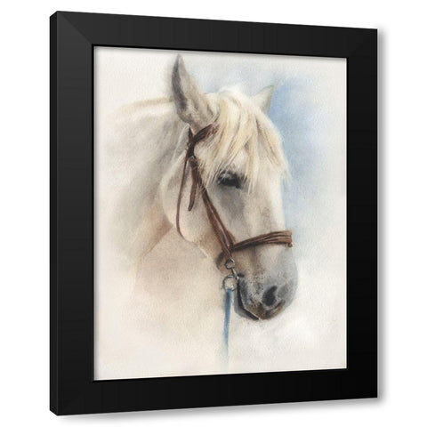 White Horse Black Modern Wood Framed Art Print with Double Matting by Besedina, Anastasiia