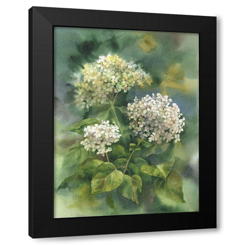 White Hydrangeas Black Modern Wood Framed Art Print with Double Matting by Besedina, Anastasiia
