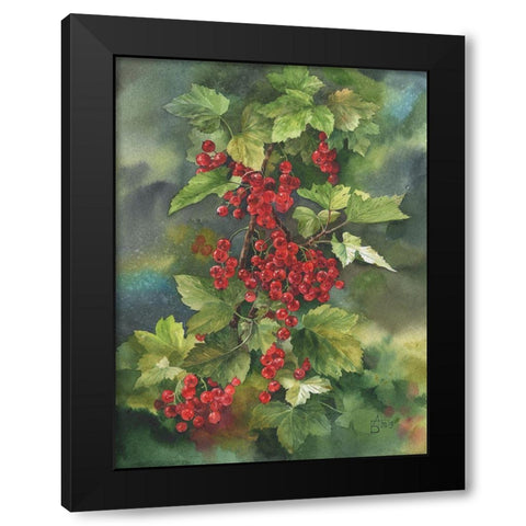 Red Currant Black Modern Wood Framed Art Print with Double Matting by Besedina, Anastasiia