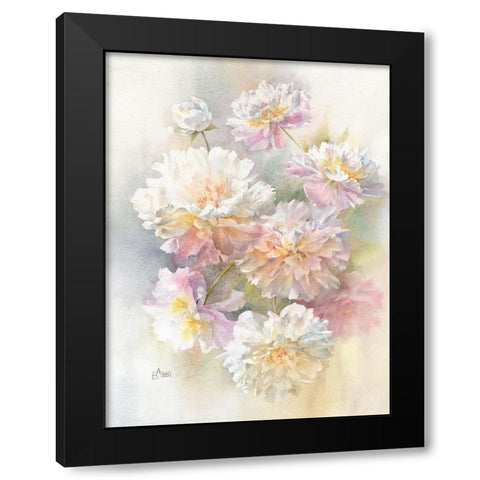 Aerial Peonies Black Modern Wood Framed Art Print by Besedina, Anastasiia