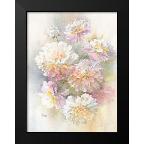 Aerial Peonies Black Modern Wood Framed Art Print by Besedina, Anastasiia