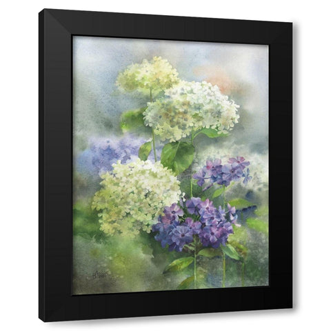 Hydrangea and Phloxes Black Modern Wood Framed Art Print by Besedina, Anastasiia