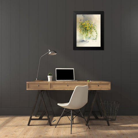 Yellow Bouquet Black Modern Wood Framed Art Print by Besedina, Anastasiia
