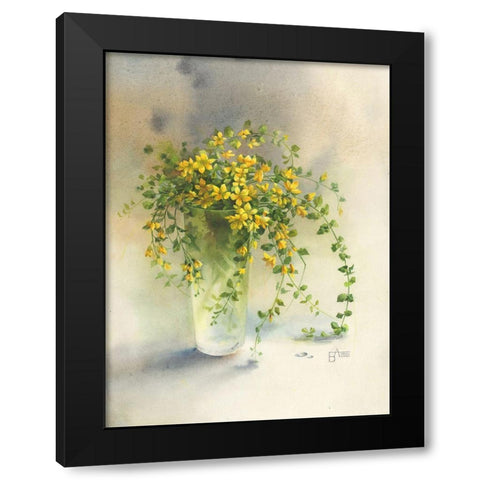 Yellow Bouquet Black Modern Wood Framed Art Print by Besedina, Anastasiia