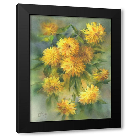 Golden Balls Black Modern Wood Framed Art Print by Besedina, Anastasiia