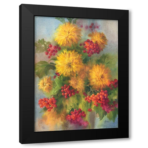 Rowen Berry and Golden Balls Black Modern Wood Framed Art Print with Double Matting by Besedina, Anastasiia