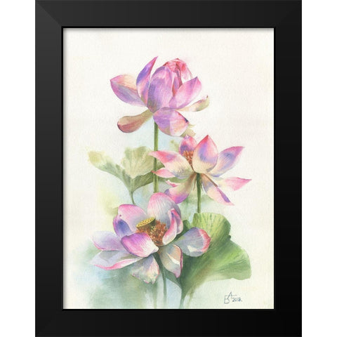 Lotos Black Modern Wood Framed Art Print by Besedina, Anastasiia