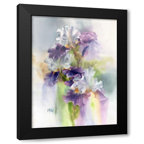 Big Iris Black Modern Wood Framed Art Print by Besedina, Anastasiia