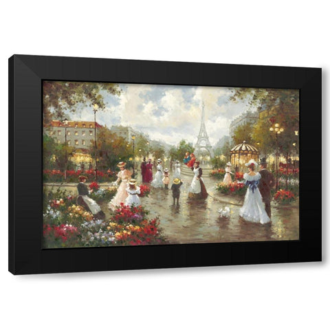 Old Paris Black Modern Wood Framed Art Print with Double Matting by Bernard, Louis