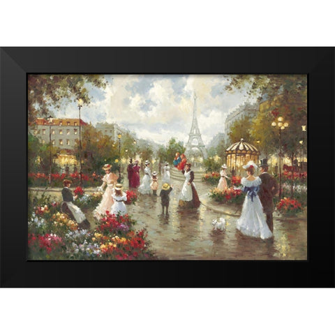 Old Paris Black Modern Wood Framed Art Print by Bernard, Louis