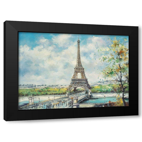 Paris View I Black Modern Wood Framed Art Print with Double Matting by Bertrand, Yves