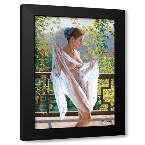 Lovely Morning at Balcony I Black Modern Wood Framed Art Print with Double Matting by Maindok, Paul